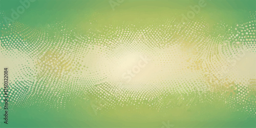 Bright abstract green background with glowing circle pattern and wave lines offers a vector illustration for technology design