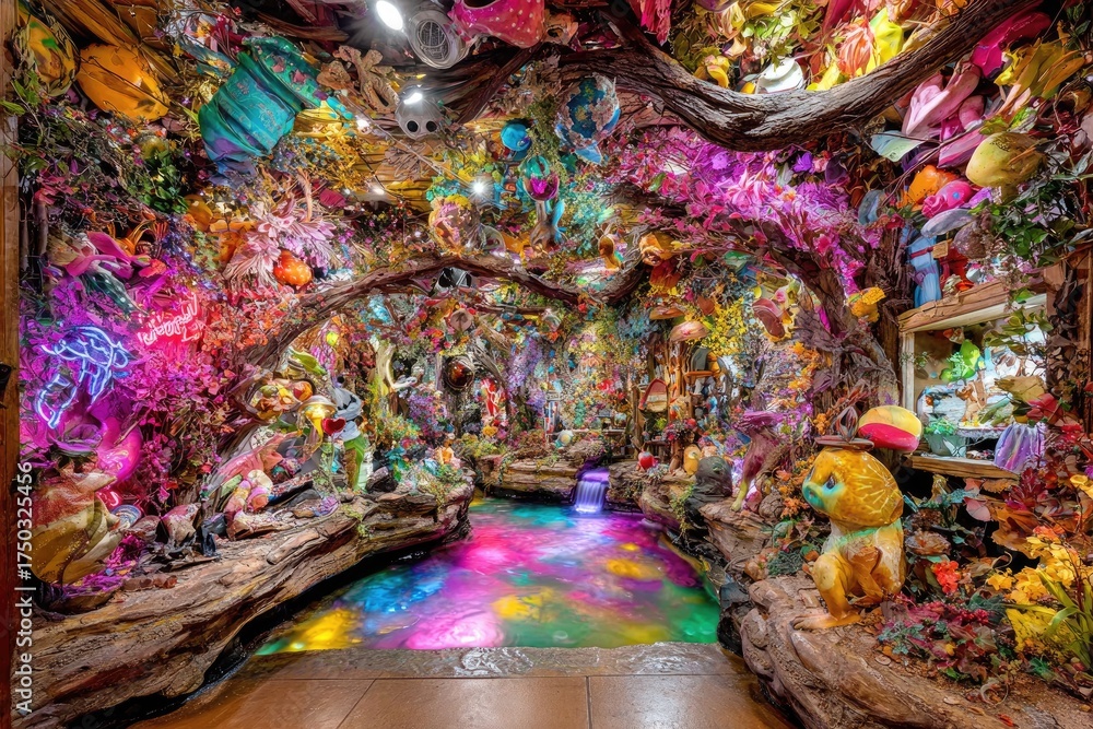 Fototapeta premium Vibrant, fantastical interior with whimsical decor