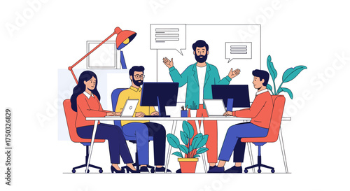 A diverse team of professionals collaborating effectively in a modern office setting fostering innovation and productivity.