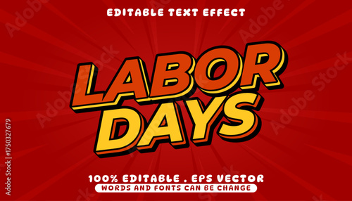 Editable Text Effect - Labor Days Typography With 3D Style and Red Background