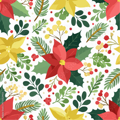 Realistic christmas flower & wreath collection
2
