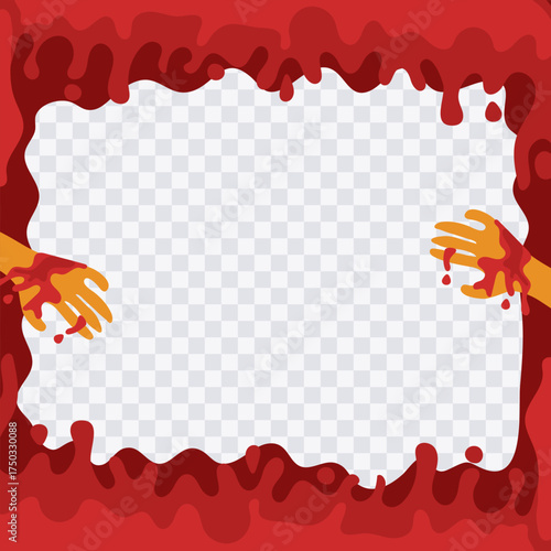 Blood Frame Background Drip Border.Spooky Red Splash Halloween Graphic Vector Illustration.