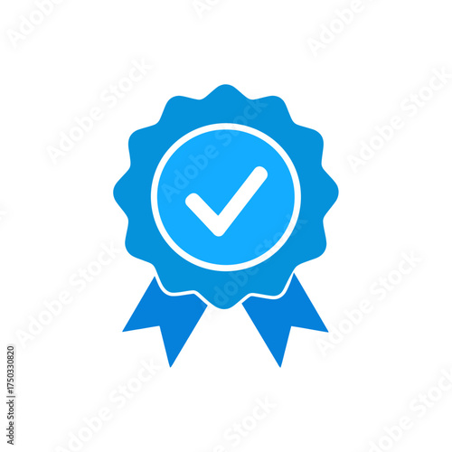 Blue Guarantee Badge with Checkmark Symbolizing Quality Assurance.