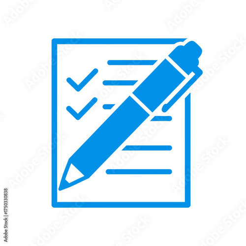Blue Pen Marking Checklist on Paper Task Completion Concept.