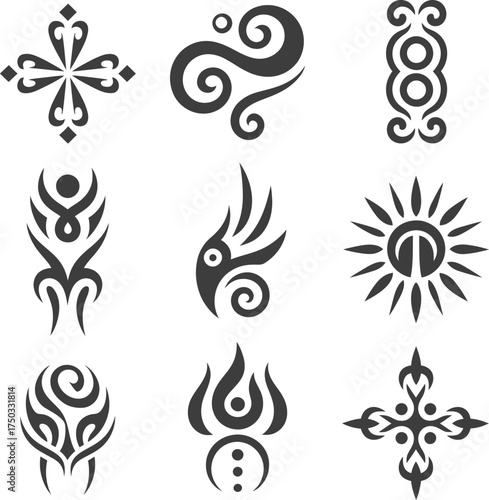 Tattoo designs tribal vector art illustration set graphic collection artistic