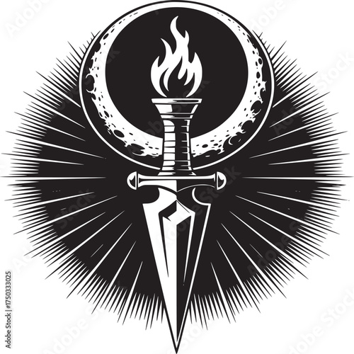 Mystical sword with radiant energy, perfect for fantasy game design or magical illustration projects