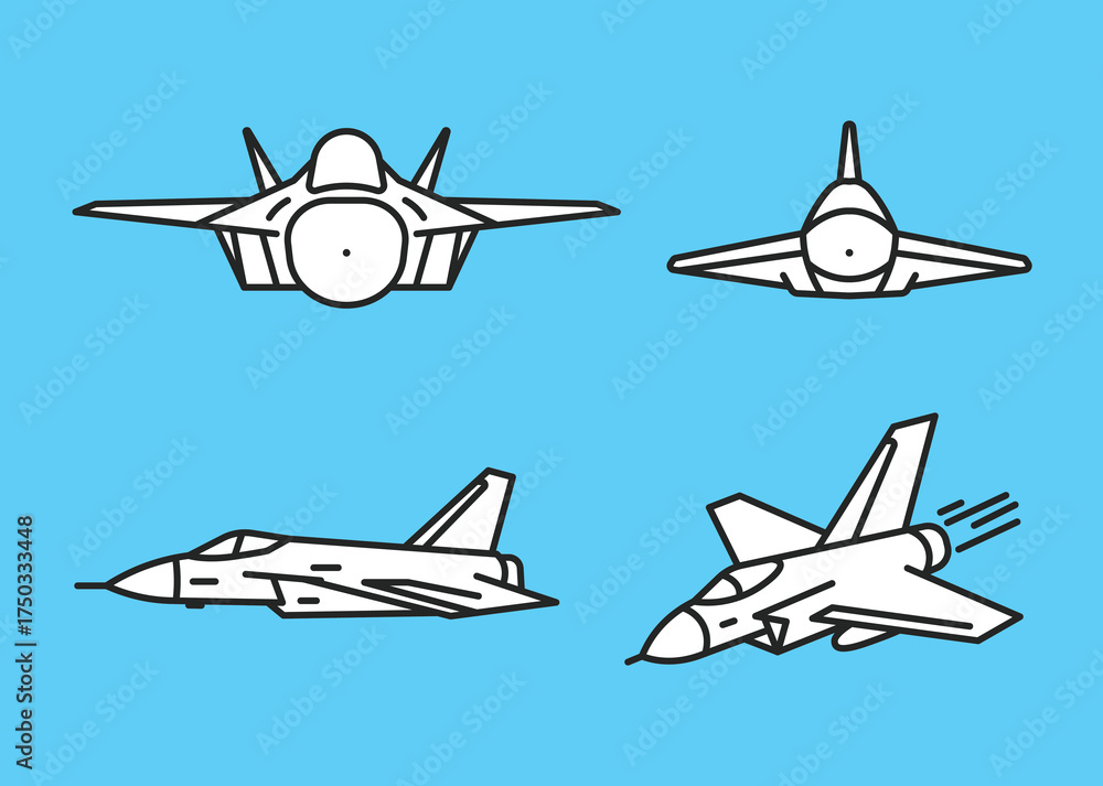 Naklejka premium line art of the multirole aircraft eurofighter isolated on white background
