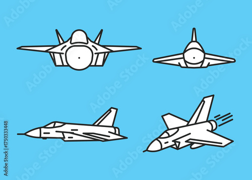 line art of the multirole aircraft eurofighter isolated on white background