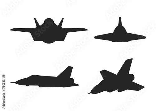 vector high quality illustration silhouette of the multirole aircraft eurofighter isolated on white background