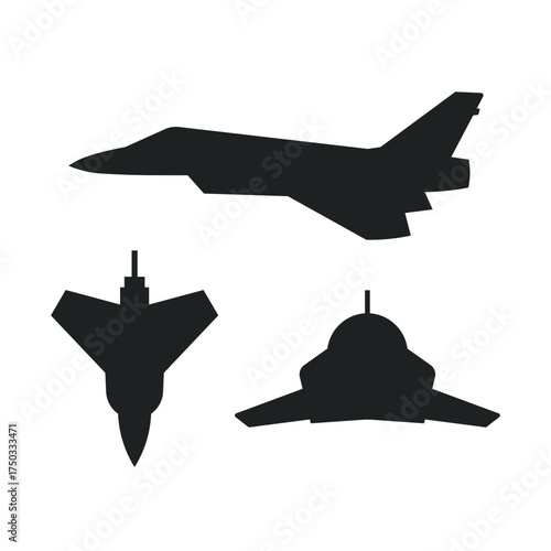 vector high quality illustration silhouette of the multirole aircraft eurofighter isolated on white background