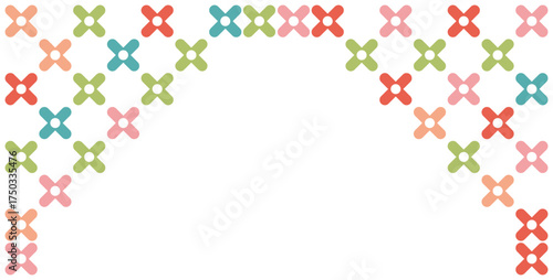 Colorful Handcrafted Embroidery Style Pattern Edge Border