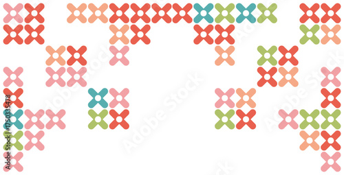 Colorful Handcrafted Embroidery Style Pattern Edge Border