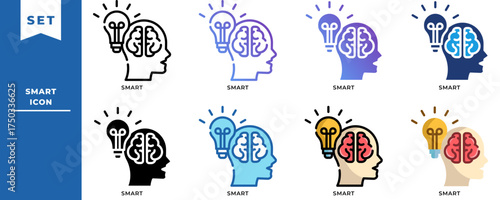 Smart Thinking Icon Set — Creative Brainstorming, Innovation Idea, and Intelligence Concept Vector Icons for Education, Business, and Technology Projects