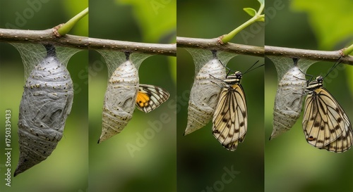 A captivating metamorphosis: A butterfly emerges from its chrysalis, a transformative journey of