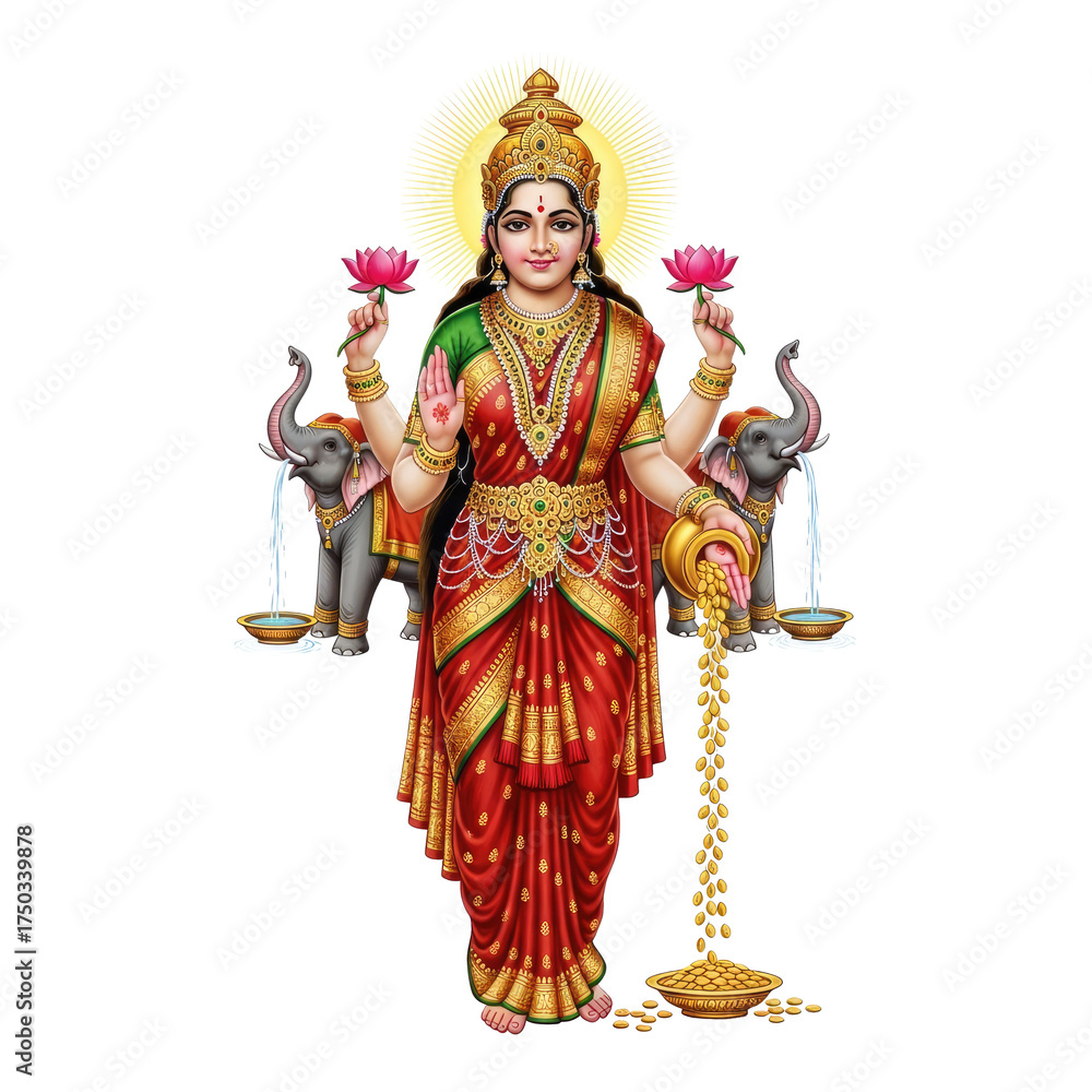 Fototapeta premium A hindu god Lord Lakshmi png transparent background