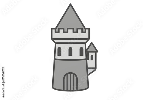 Minimal icon of a castle tower — no background, no shadow PNG