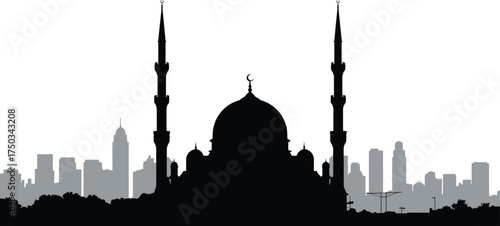 Hagia Sophia building silhouette flat design vector with transparent background