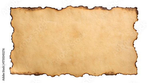 Horizontal Aged Parchment Paper with Burnt Edges


