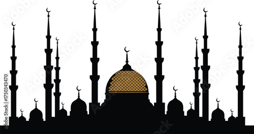 Islamic Mosque Silhouette Vector Illustration Isolated