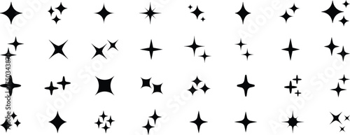 Sparkle star icons. Star sparkle, twinkle, flash stars isolated vector icons. Sparkles and starbursts symbols. Star sparkle vector set.