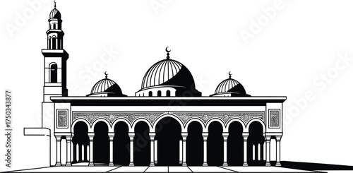 Middle Eastern Building Vector Architectural Illustration Structure Facade Dome Minaret