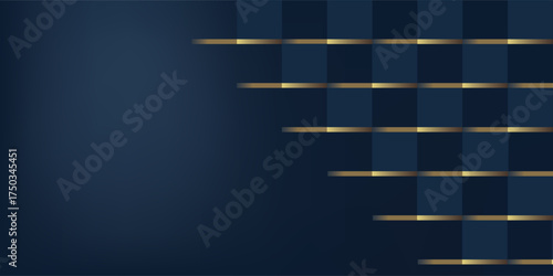 Luxurious dark blue abstract 3d geometric pattern with elegant gold hues suitable for modern backgrounds.