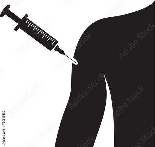 Vaccination In Upper Arm Silhouette Black Human Body Injection Health Symbol