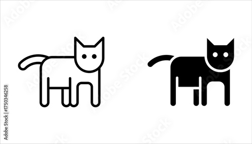 Cat icons set. Domestic animal, halloween concept on white background