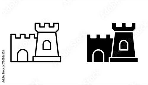 castle icon set, halloween concept on white background