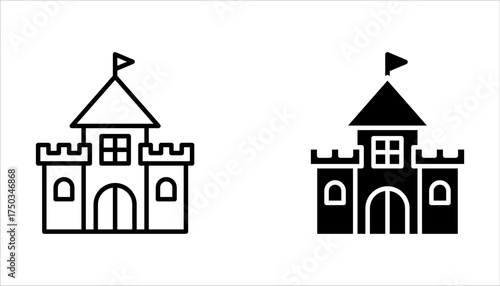 castle icon set, halloween concept on white background