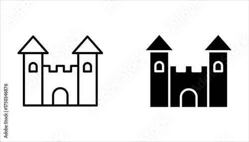 castle icon set, halloween concept on white background