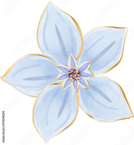 Watercolor Flower with Gold Accents