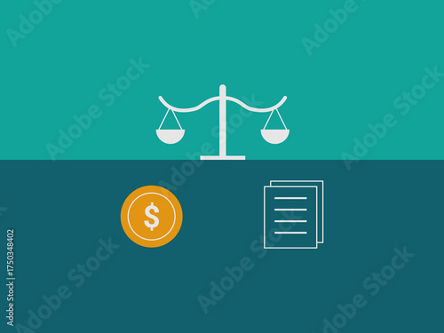 An illustration split horizontally between a teal and dark blue green background
