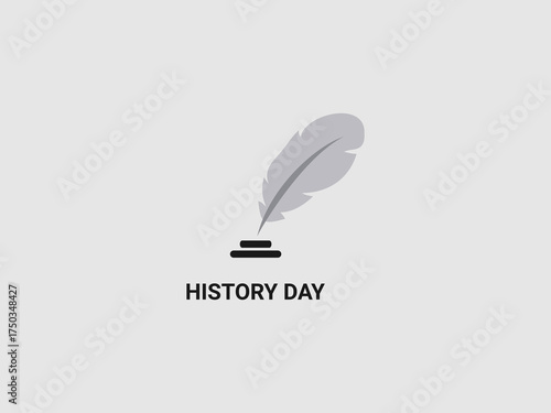 A simple graphic featuring a gray quill pen poised over two short black lines