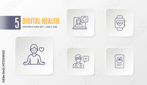 Digital Health and Wellness Icon Set
