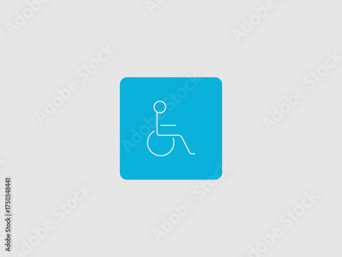 A wheelchair user icon rendered as a thin white outline within a solid rounded light blue square