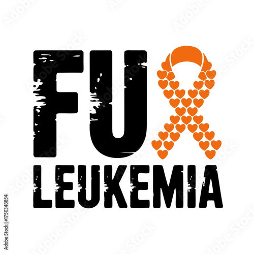 Fu leukemia text with orange ribbon made of hearts