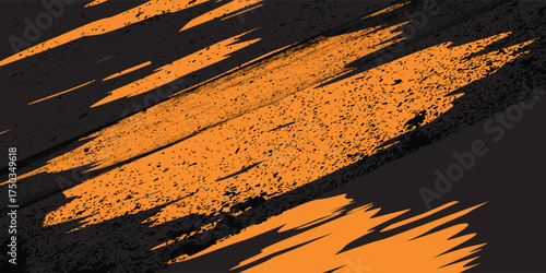 orange black brush Car sticker wrap pattern banner abstract sporty lines black orange color combination grunge brush modern pattern racing motorsport vector design.