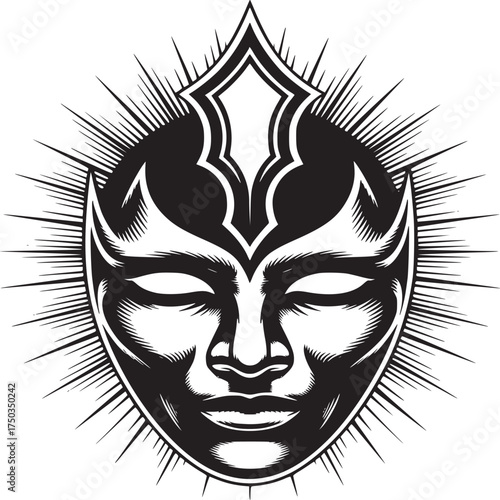 Mysterious tribal mask radiates power and intrigue for unique designs and captivating creative projects