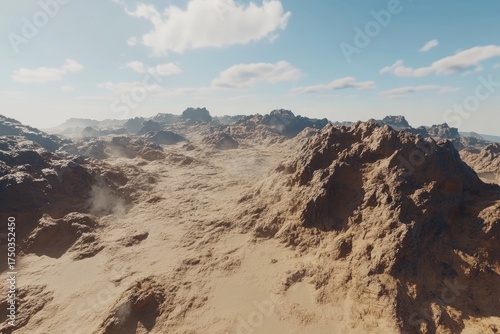 Wallpaper Mural Vast, arid desert landscape.  Rocky mountains, dusty plains stretch to horizon.  Sunlit clouds Torontodigital.ca