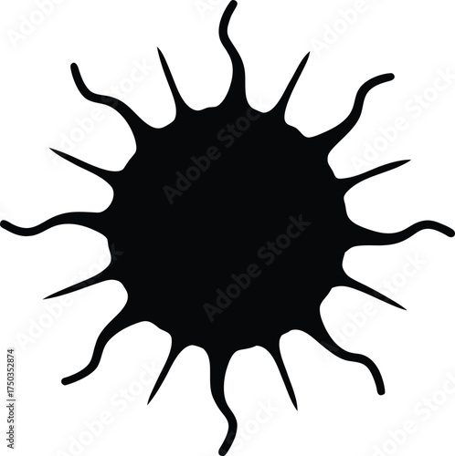 Cancer Cell Microscopic View Silhouette Vector Art Illustration