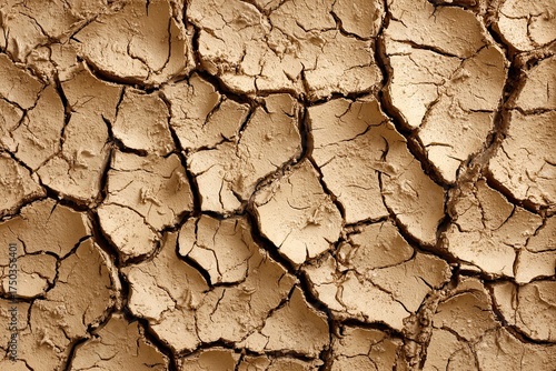 Parched earth, dry soil with deep cracks in a desert landscape