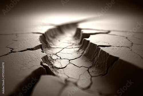 Earth cracked; deep fissure suggests disaster