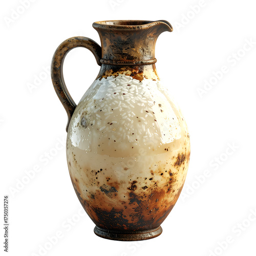 Wallpaper Mural Rustic Ceramic Pitcher with Unique Speckled Glaze on Black | Artisanal Handcrafted Clay Jug Torontodigital.ca