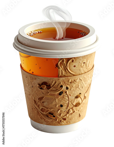 Wallpaper Mural Steaming Hot Takeaway Coffee or Tea Cup with Artisan Brown Sleeve Design on Black Background Torontodigital.ca