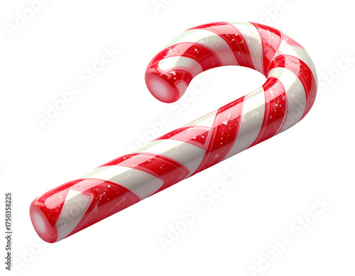 Wallpaper Mural Glossy Red and White Striped Christmas Candy Cane on Isolated Black Background. Festive Holiday Sweet Treat for Winter Season Decorations & Marketing. Torontodigital.ca