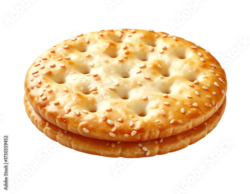 Wallpaper Mural Appetizing Golden Crispy Sesame Crackers Stacked on Black Background | Delicious Savory Snack Food Isolated for Commercial Use Torontodigital.ca