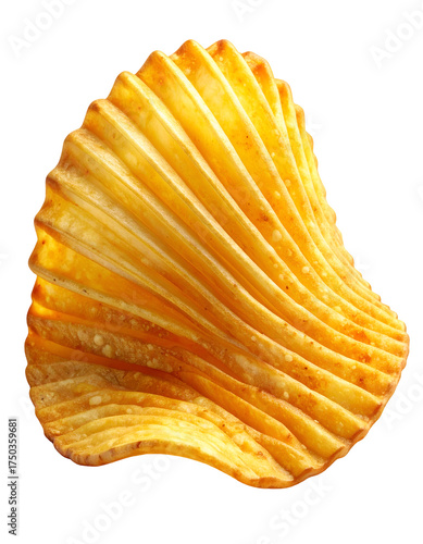 Wallpaper Mural Single Wavy Potato Chip Isolated on Black Background - Golden, Crispy Snack for Advertising & Food Concepts Torontodigital.ca
