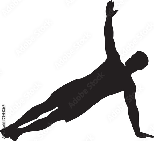 Side Plank Raise Silhouette | Core Stability Vector | Fitness Exercise Pose Illustration