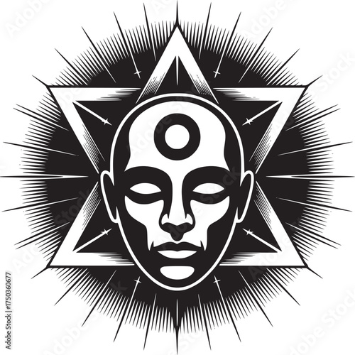 Mystical third eye design with geometric starburst, perfect for spiritual projects and mindful designs